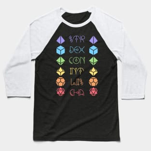 Character Abilities Dice Rainbow Baseball T-Shirt